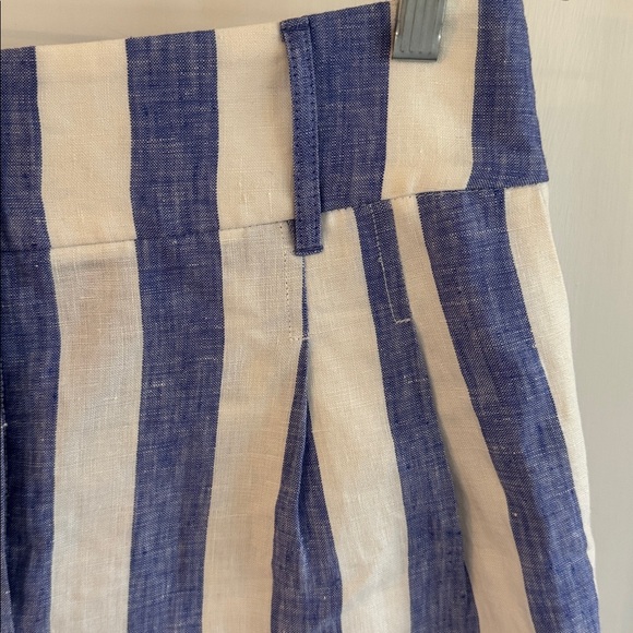 BODEN high waist blue and white striped pleated linen shorts 4 " inseam sz 8 NWT - Picture 7 of 8